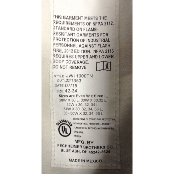 JustinFR Flame Resistant Pants Men 38x33 Khaki Canvas Ripstop Utility Workwear - Picture 13 of 13